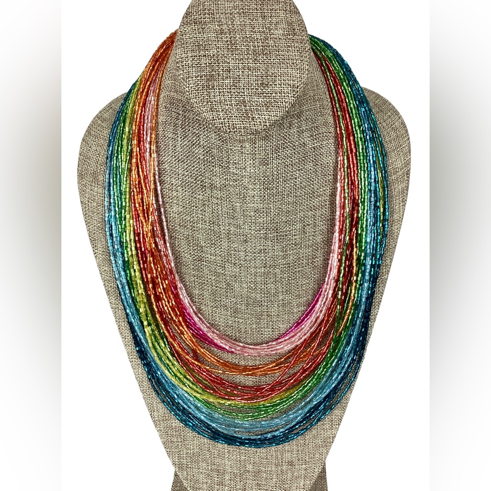 Rainbow Multi-strand Beaded Necklace